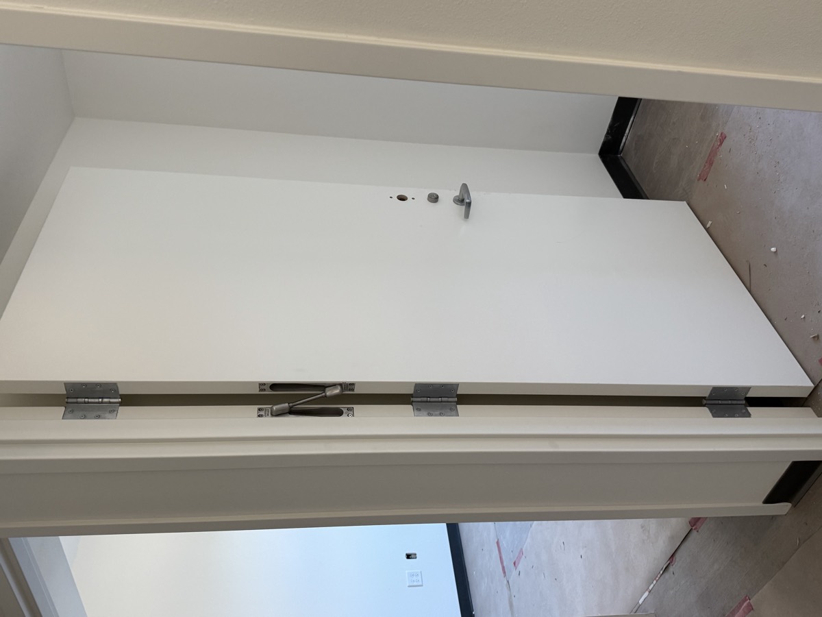 Commercial flush door hung in a steel frame with lever hardware